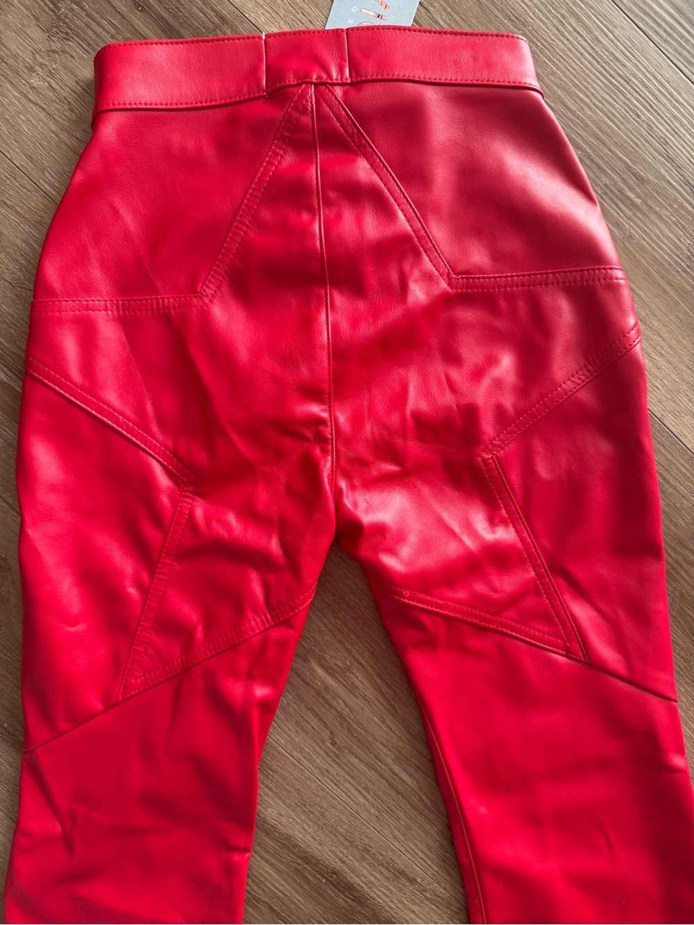 NEW Revice Denim Red Vegan Leather Starman Flares - Size 26 /US 2 - Picture 3 of 8